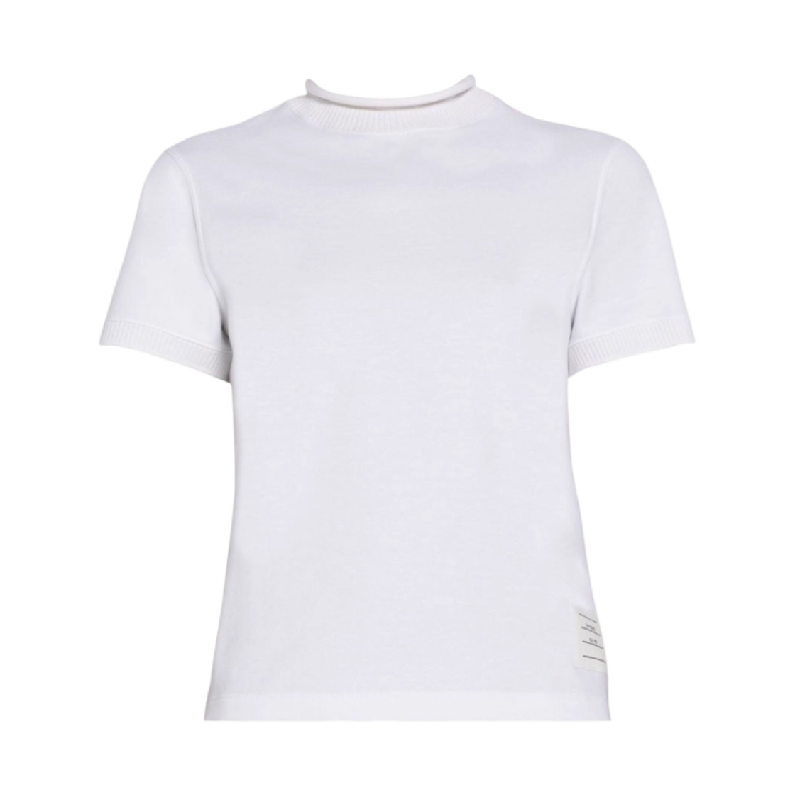 (W) 톰브라운 코튼 밀라노 롤 넥 숏슬리브 티셔츠 화이트((W) Thom Browne Cotton Milano Roll Neck Short Sleeve T-Shirt White) - 1