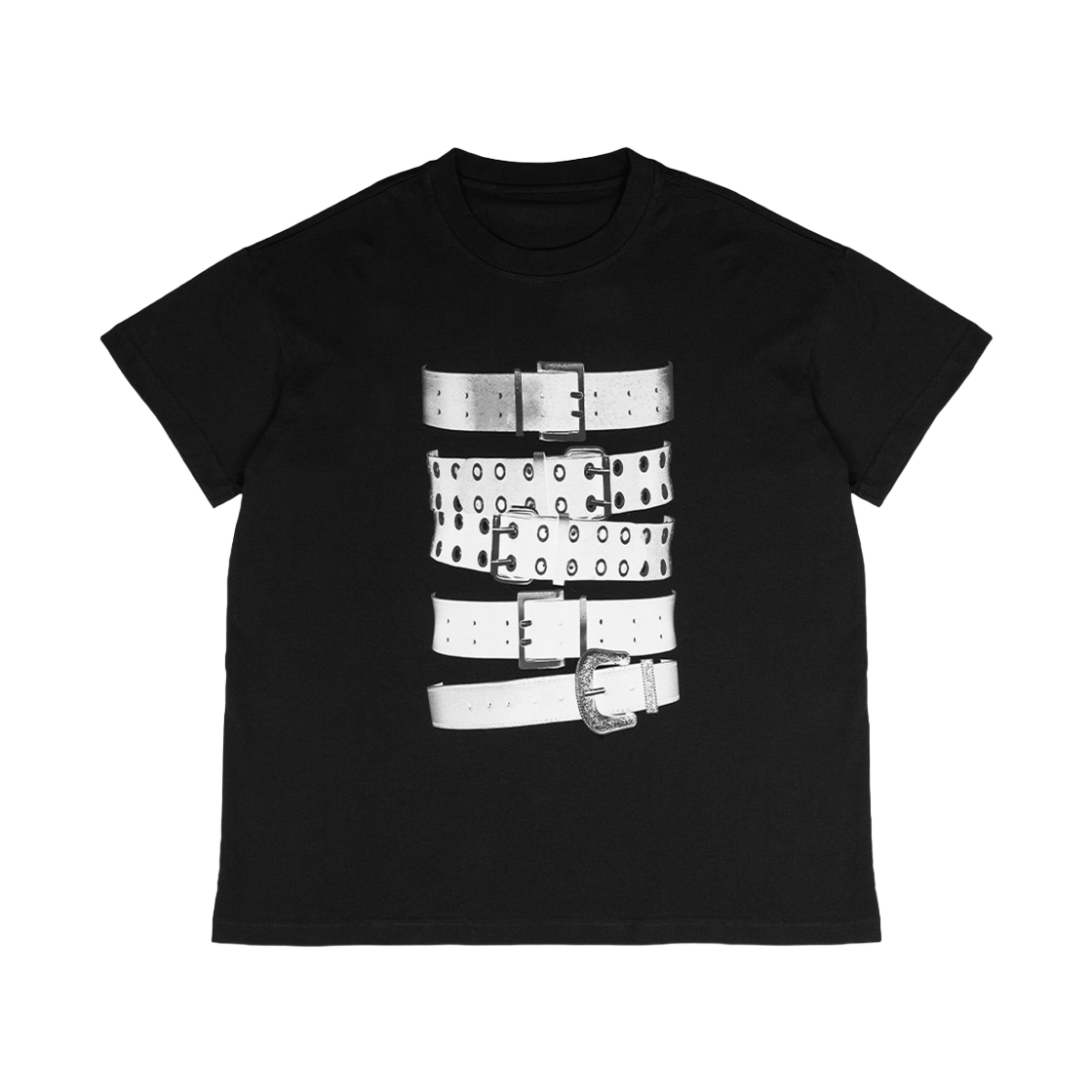 러프넥 벨트 오버핏 티셔츠 블랙(Roughneck Belt Oversized Fit T-shirt Black) - 1