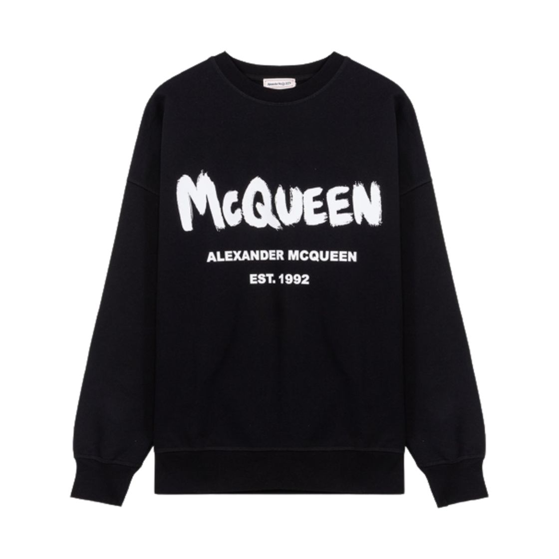 (W) 알렉산더 맥퀸 그래피티 로고 프린트 스웨트셔츠 블랙((W) Alexander McQueen Graffiti Logo Print Sweatshirt Black)