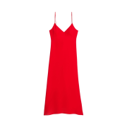 (W) AMI V-Neck Long Dress Scarlet Red