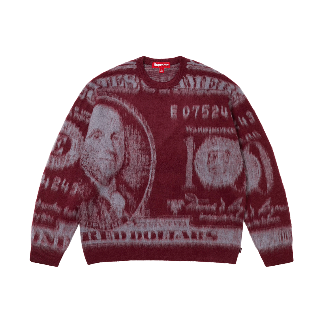 슈프림 머니 스웨터 버건디 - 25SS