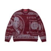 Supreme Money Sweater Burgundy - 25SS