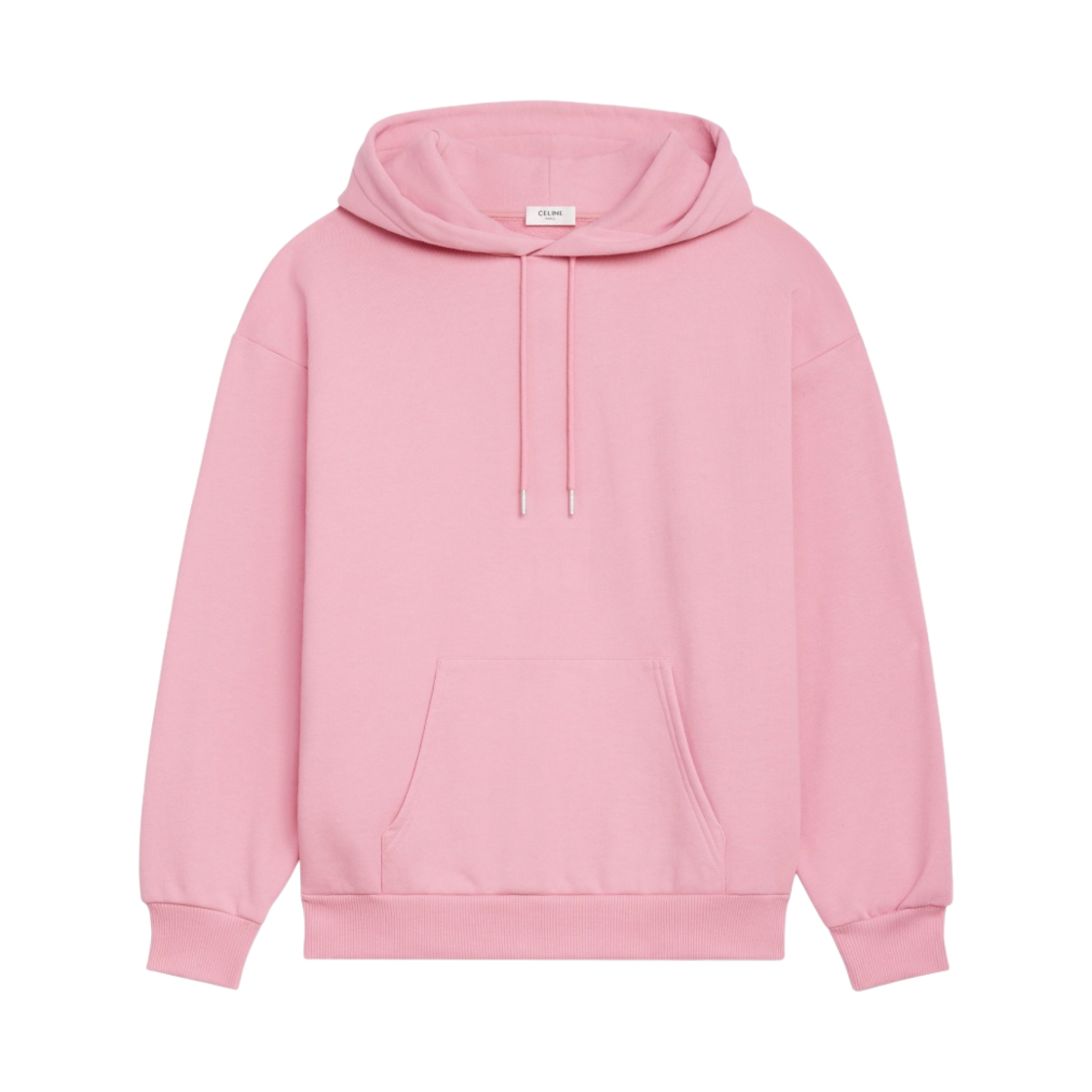 (W) 셀린느 코튼 플리스 루즈 후드 스웨트셔츠 셀린느 프린트 라이트 로즈 블랙((W) Celine Loose Hooded Sweatshirt with Celine Print in Cotton Fleece Light Rose Black) - 2