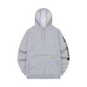 Carhartt Loose Fit Midweight Regular Logo Sleeve Graphic Hoodie Heather Grey Black