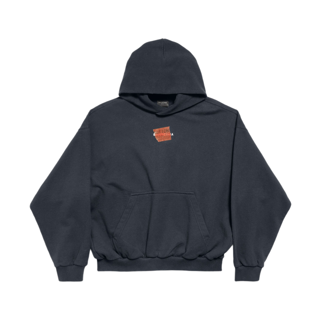 767877TSVG18737 Balenciaga Taped Balenciaga Back Hoodie Medium Fit Faded Black