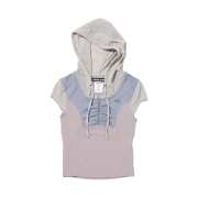 (W) Mischief Hooded Track Half Zip-Up Light Grey