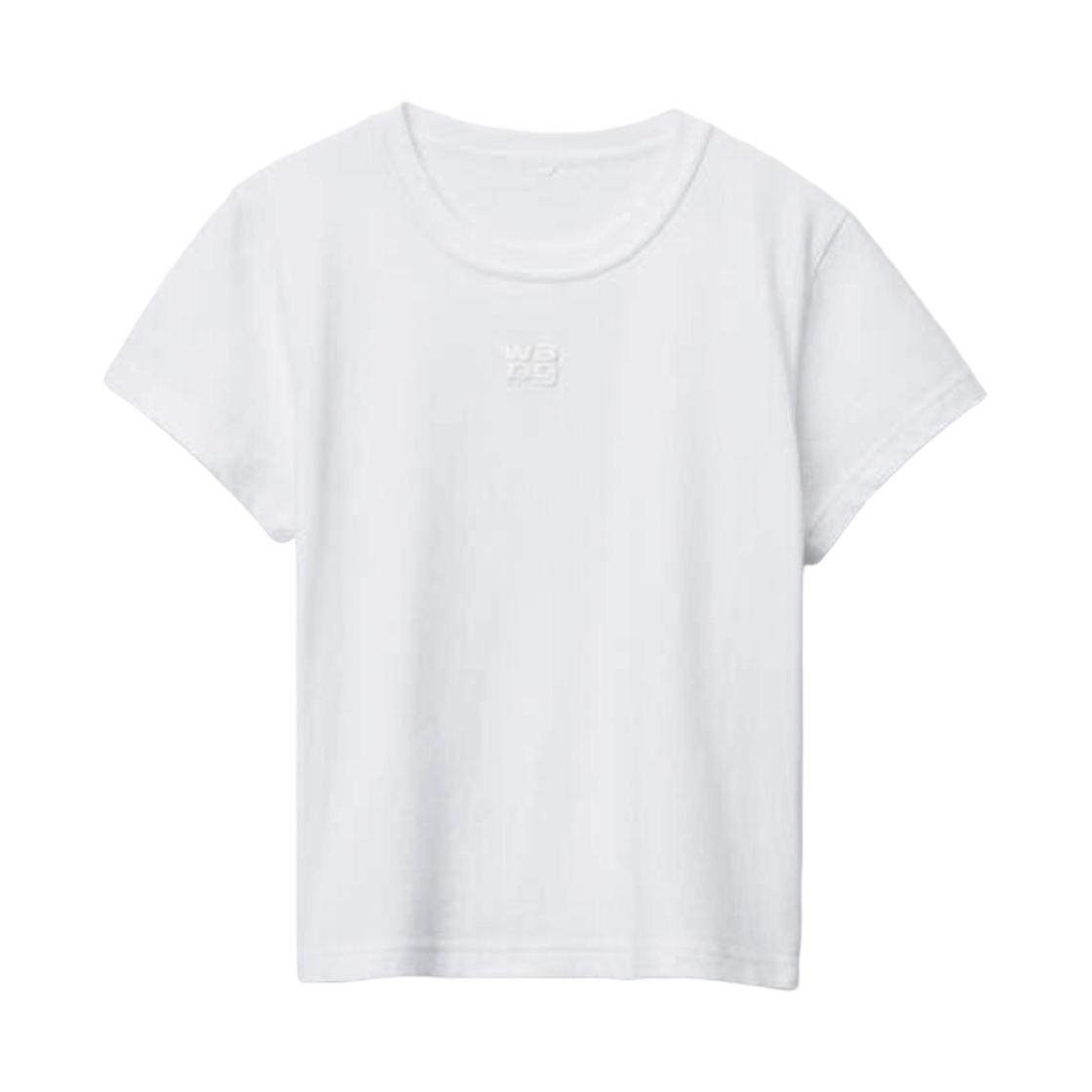 4CC3221358100 (W) Alexander Wang Puff Logo Shrunken T-Shirt in Cotton Jersey White