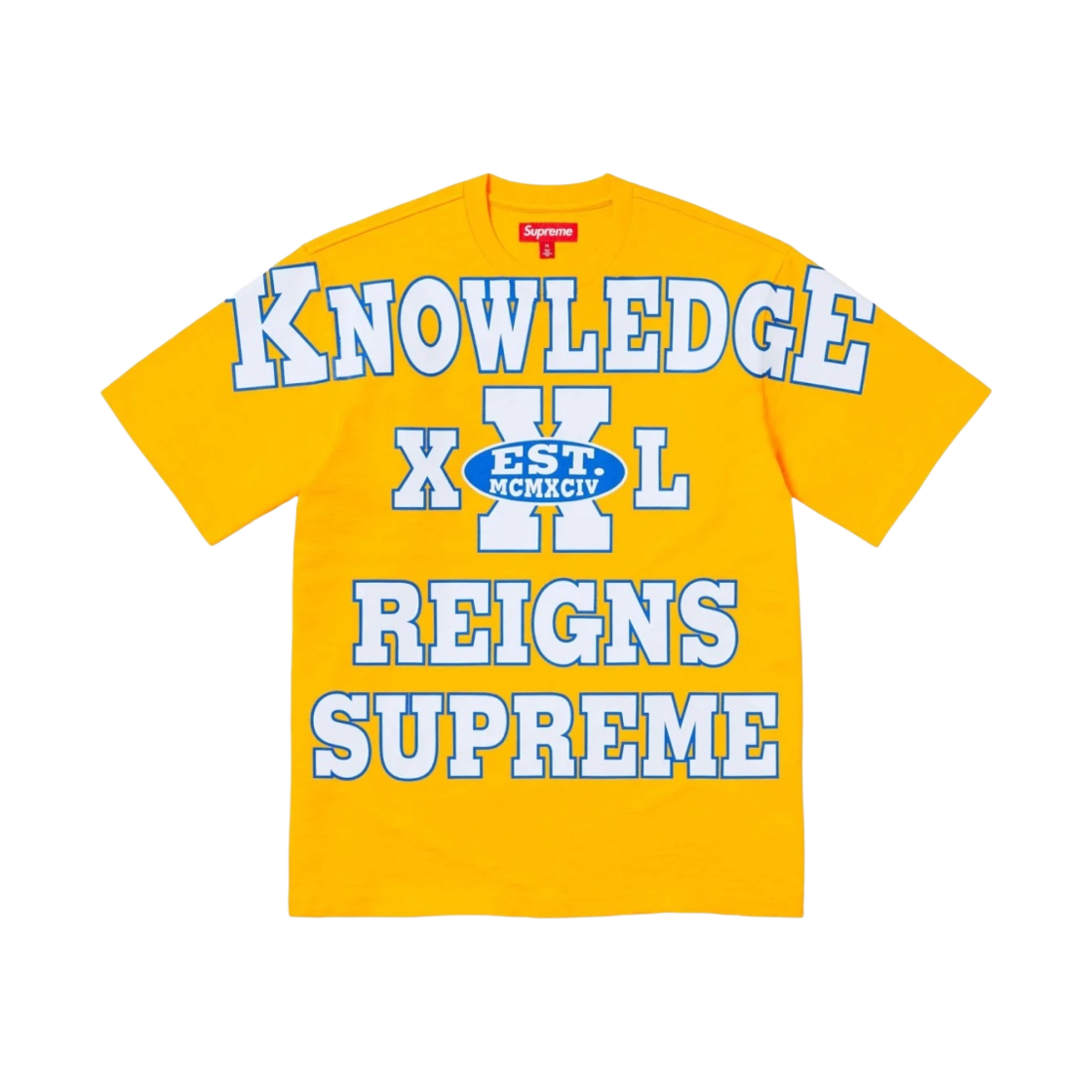 슈프림 오버프린트 놀리지 숏슬리브 탑 골드 - 24SS(Supreme Overprint Knowledge S/S Top Gold - 24SS) - 1