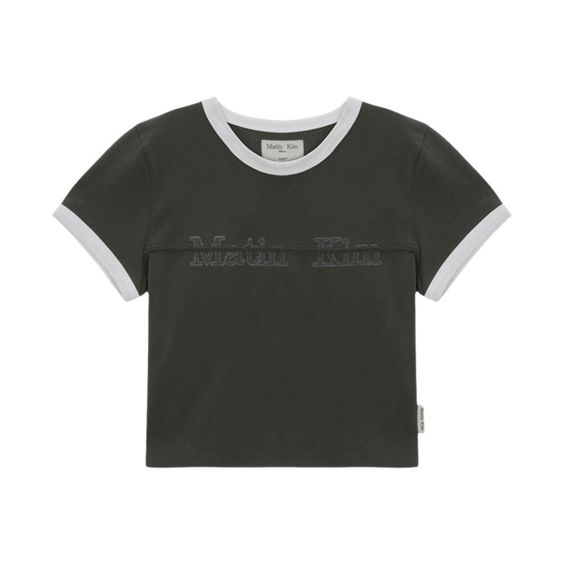 MK2411TS012M/MK2500TS012V (W) Matin Kim Cutted Logo Ringer Crop Top Charcoal