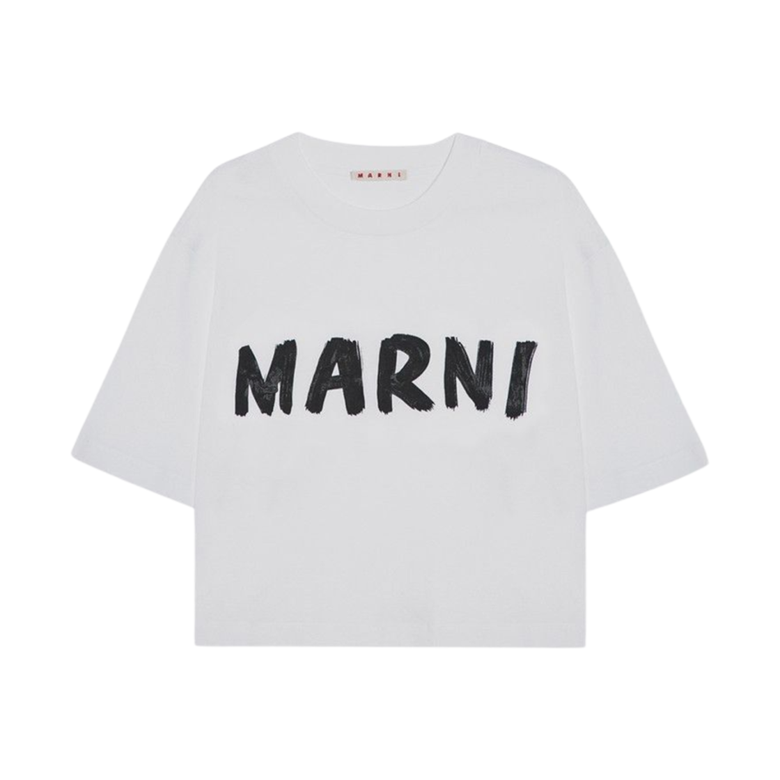 THJE0333P0-USCS11-LOW01 (W) Marni Logo Cropped T-Shirt Lily White