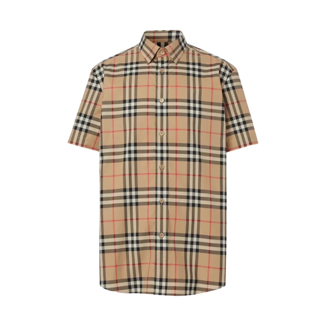 8020869 Burberry Short Sleeve Check Cotton Poplin Shirt Archive Beige