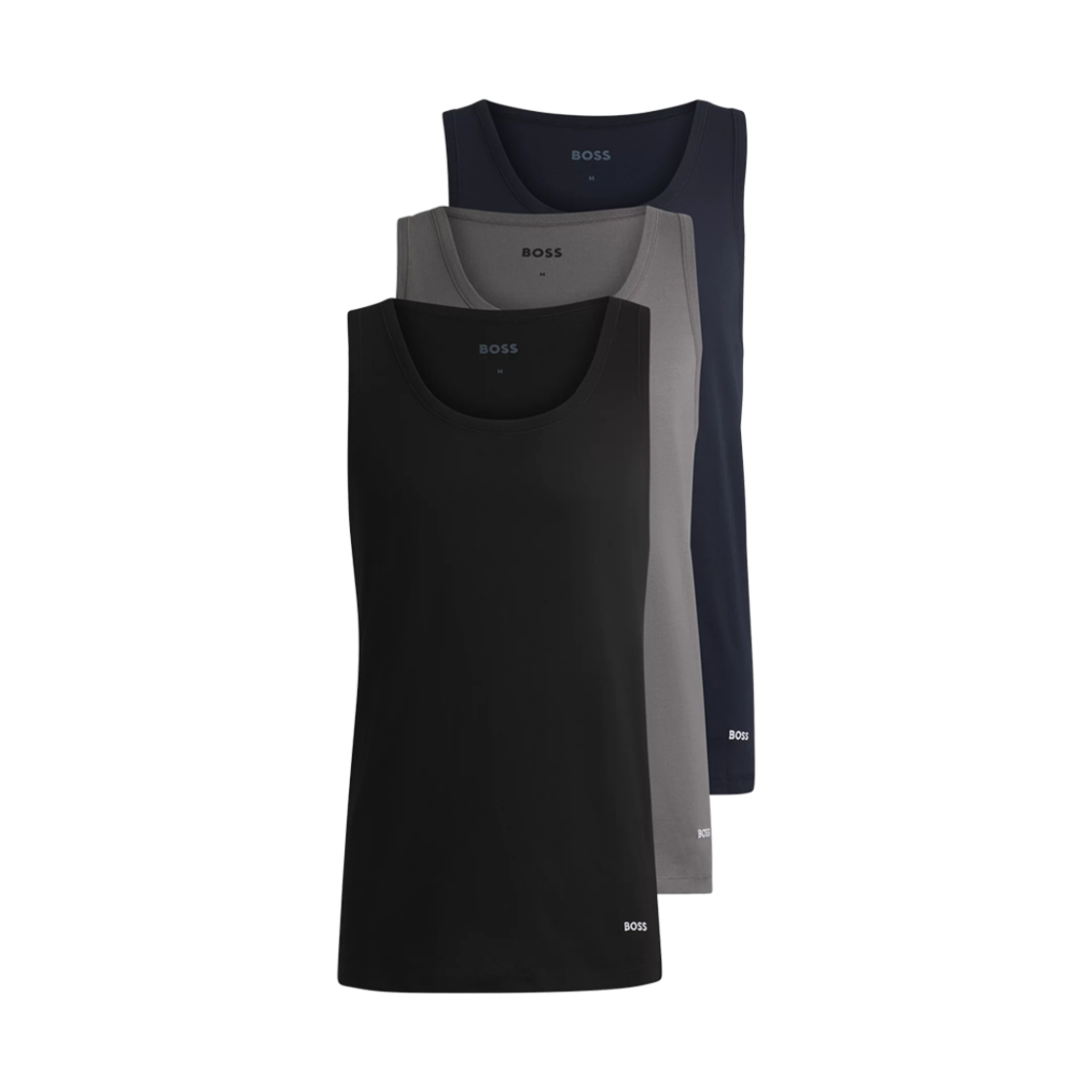 50532476-985 Hugo Boss Cotton Underwear Vest with Logo Black Grey (3 Pack)
