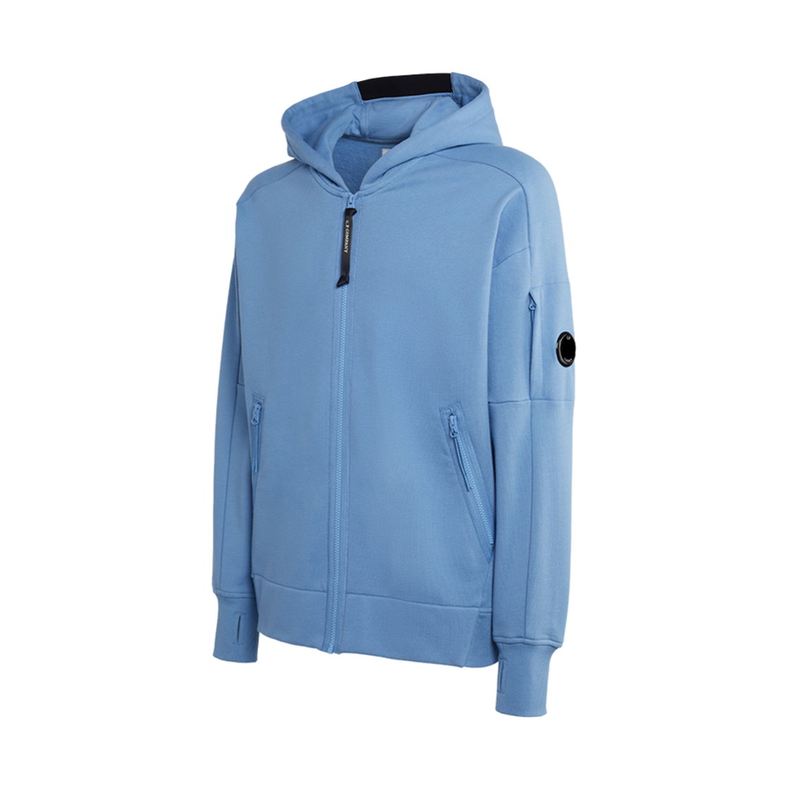 C.P. 컴퍼니 다이애그널 레이즈드 플리스 지퍼 렌즈 후드 리비에라 블루 - 23FW(C.P. Company Diagonal Raised Fleece Zipped Lens Hoodie Riviera Blue - 23FW) - 2