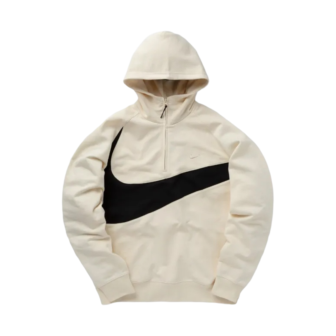나이키 스우시 하프 집 플리스 후드 코코넛 밀크 블랙 - 아시아(Nike Swoosh Half Zip Fleece Hoodie Coconut Milk Black - Asia)