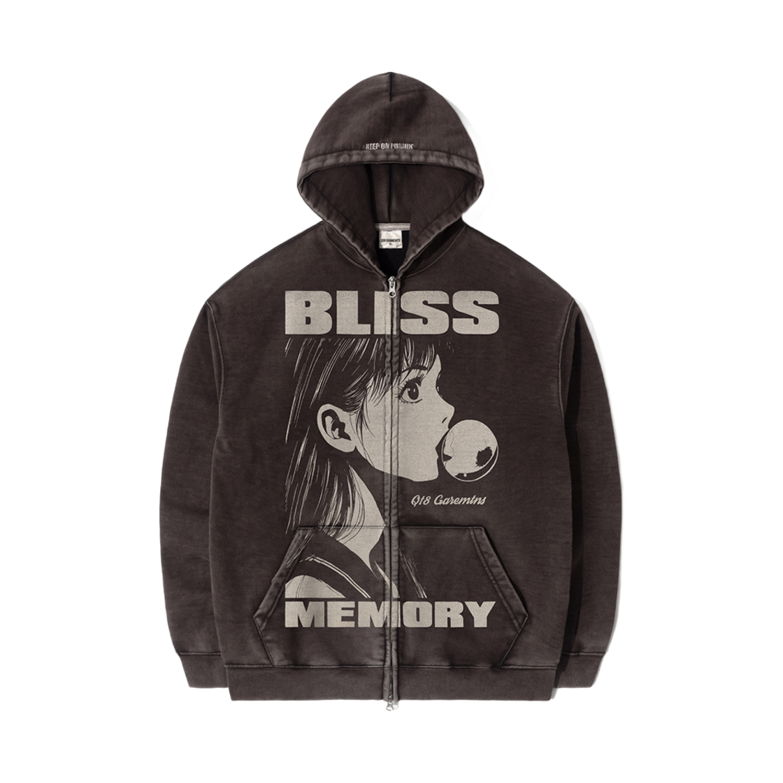 큐티에잇 가먼츠 블리스 워시드 집업 후디 블랙(QT8 GARMENTS Bliss Washed Zip-up hoodie Black)