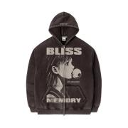 QT8 GARMENTS Bliss Washed Zip-up hoodie Black