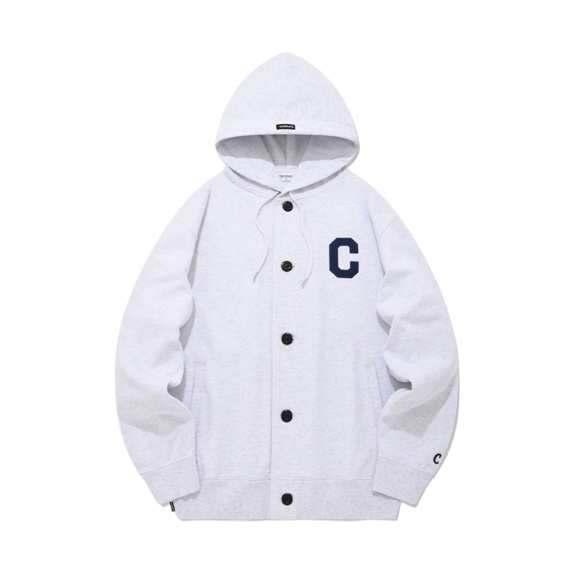 커버낫 C 로고 버튼업 후디 집업 헤더 그레이(Covernat C Logo Button Up Hoodie Zip Up Heather Grey)