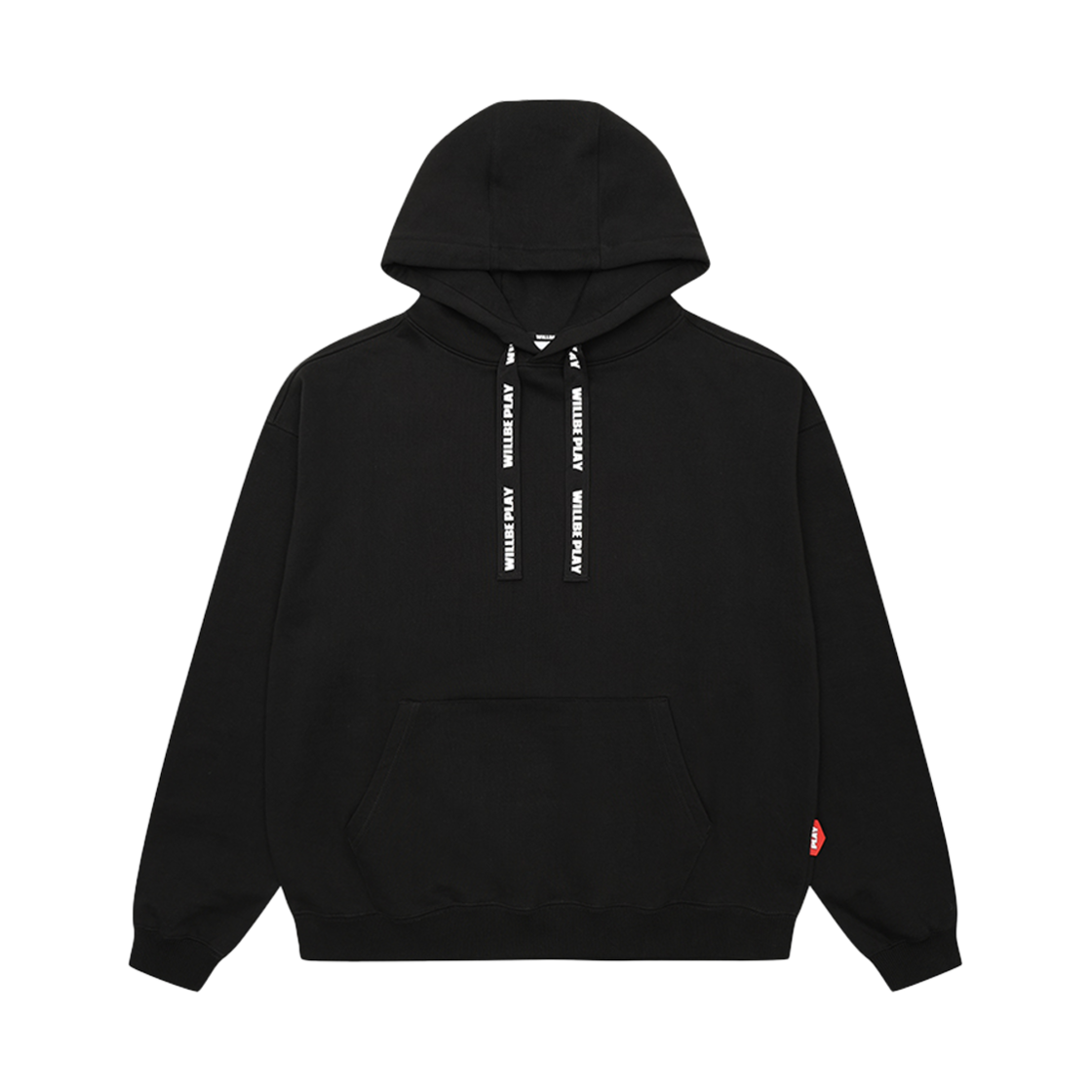 윌비플레이 레터 스트링 후드 블랙(WILLBE PLAY Letter String Hoodie Black)