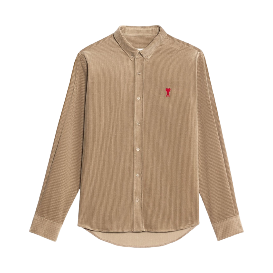 아미 스몰 하트 로고 코듀로이 버튼다운 셔츠 베이지(AMI de Coeur Corduroy Button Down Shirt Beige)