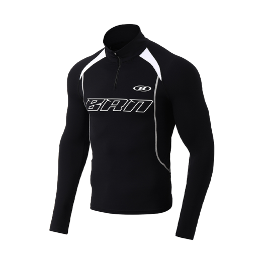 BG1MLT346BK BORN TO WIN BRN Silver Line Half Zip Up Long Sleeve Black