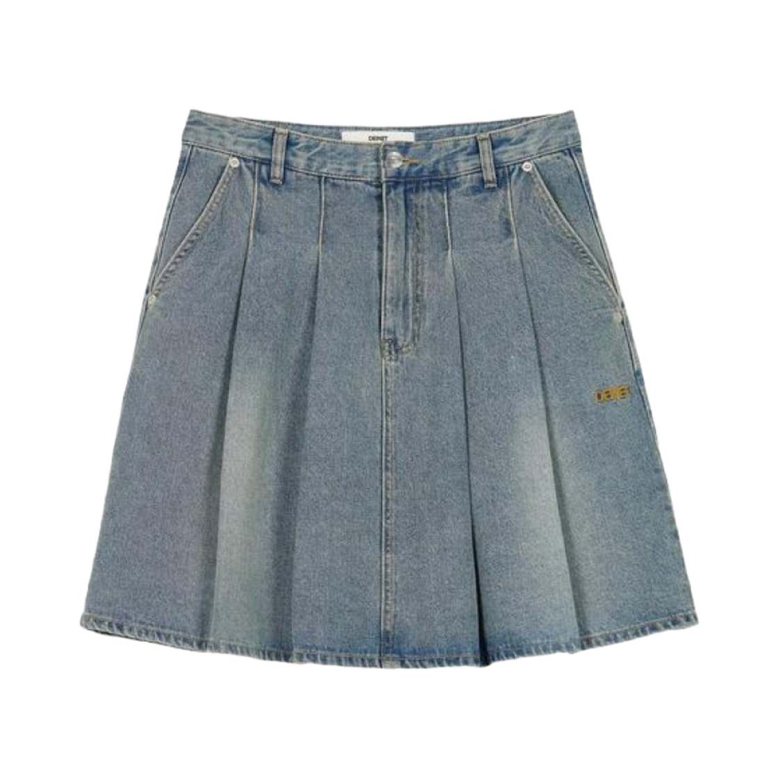 (W) 다이닛 데님 플리츠 스커트 블루((W) Deinet Denim Pleats Skirts in Blue)