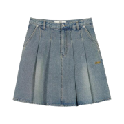 (W) Deinet Denim Pleats Skirts in Blue