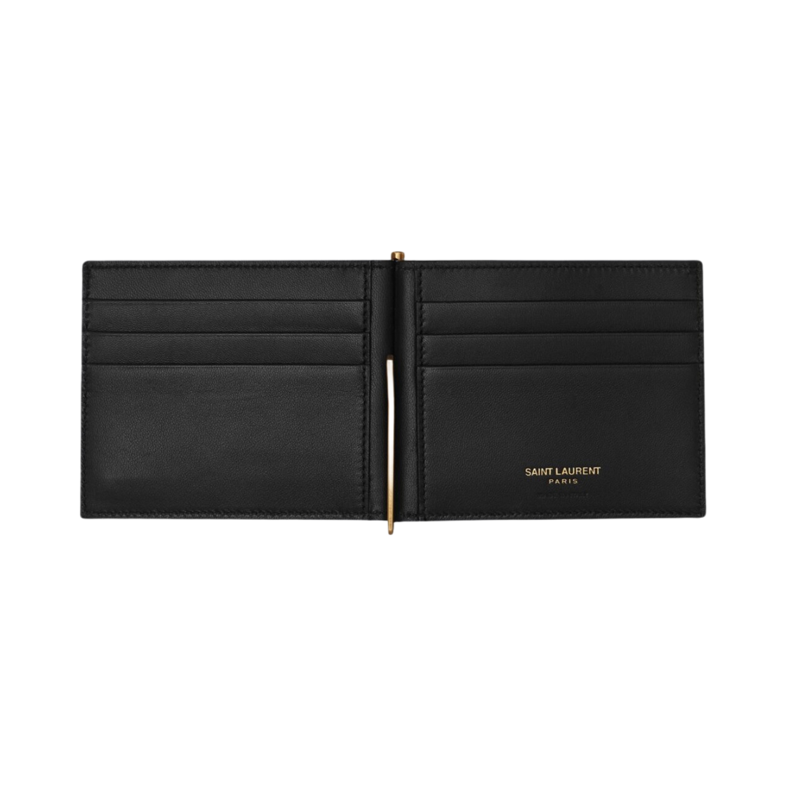 607738-DZEDW-1000 Saint Laurent Tiny Cassandre Bill Clip Wallet in Crocodile Embossed Matte Leather Black - #3