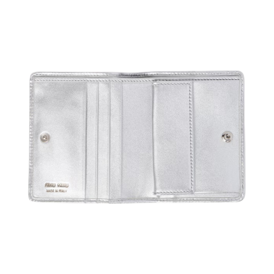 미우 미우 스몰 마테라쎄 나파 가죽 반지갑 실버(Miu Miu Small Matelasse Nappa Leather Wallet Silver) - 2