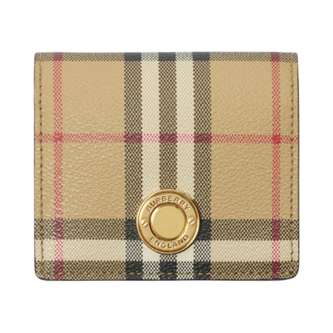 8094425 Burberry Small Check Bifold Wallet Archive Beige