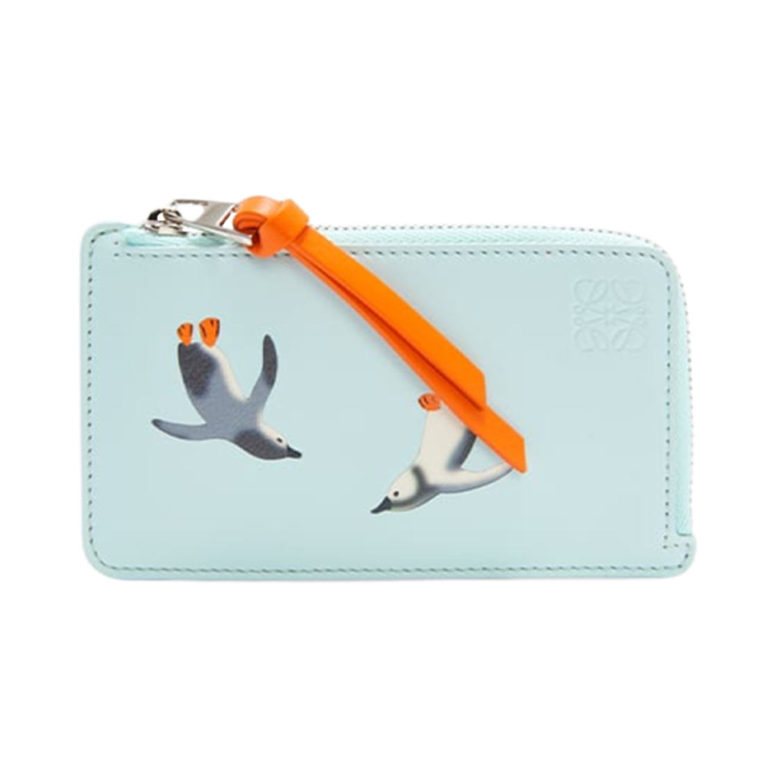 로에베 펭귄 코인 카드 홀더 인 사틴 카프스킨 블루 아이스버그(Loewe Penguin Coin Card Holder in Satin Calfskin Blue Iceberg)