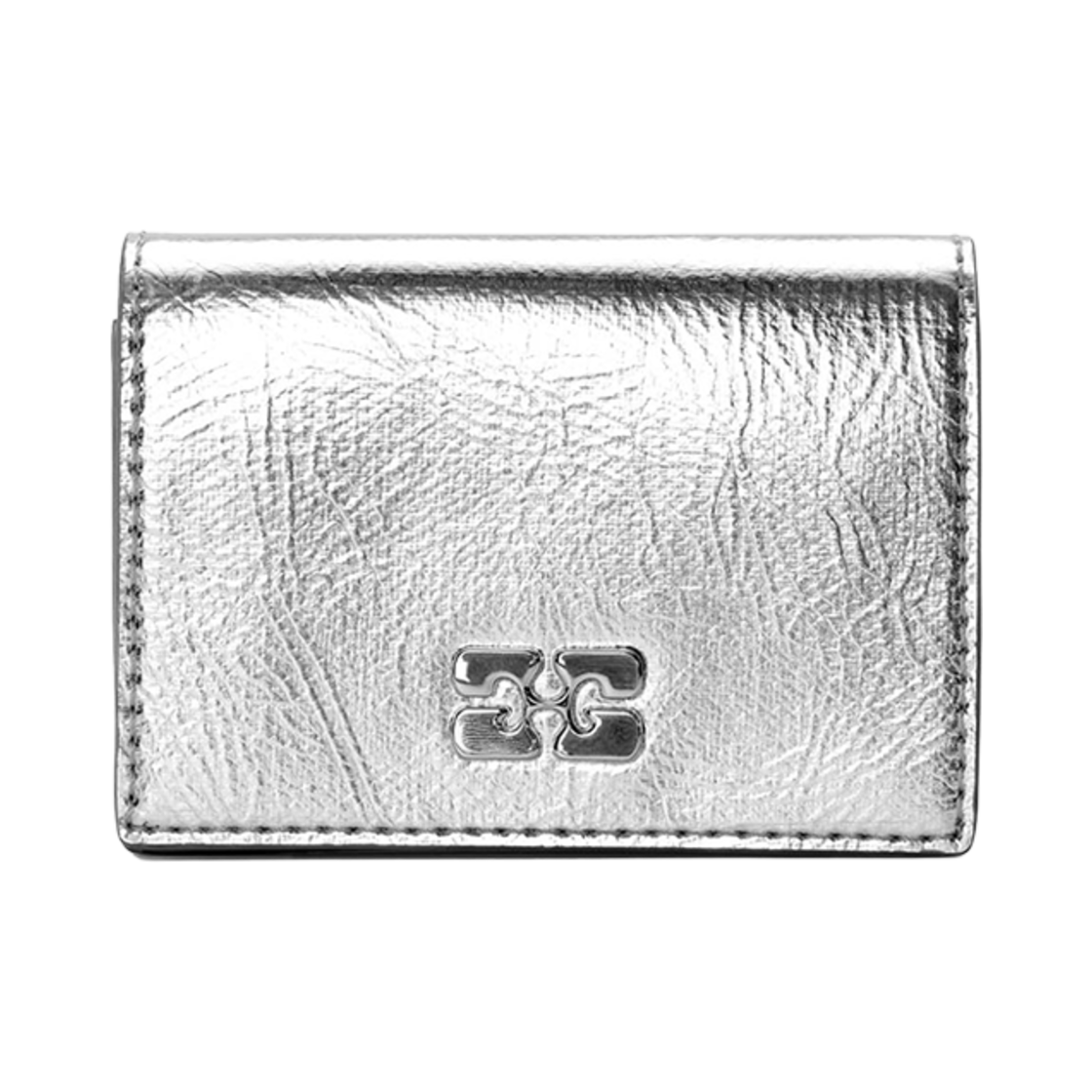 A6393-018 Ganni Bou Flap Card Holder Silver