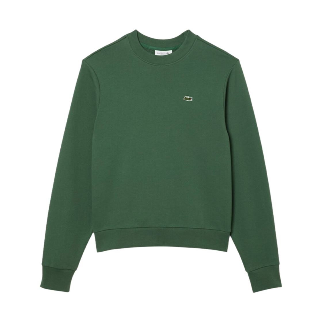 (W) 라코스테 베이직 크루넥 스웨트셔츠 다크 그린((W) Lacoste Basic Crewneck Sweatshirt Dark Green) - 1