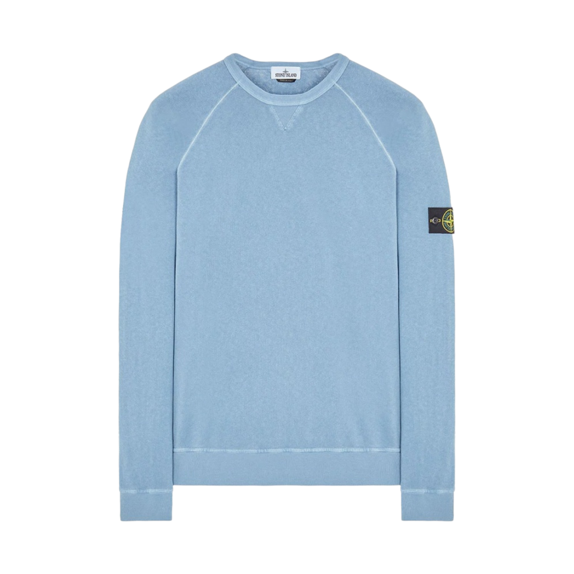 761566360-V0146 Stone Island 66360 Garment Dyed Malfile Fleece Crewneck Sweatshirt Pastel Blue - 22SS