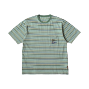 Kapital Multi Border Jersey Pennant T-Shirt 3Flags Mint Green