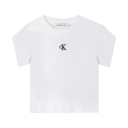 (W) Calvin Klein Rib Cropped Slim Fit T-Shirt Bright White