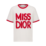 (W) Dior Cotton and Linen Jersey with Miss Dior Graffiti Motif T-Shirt Red