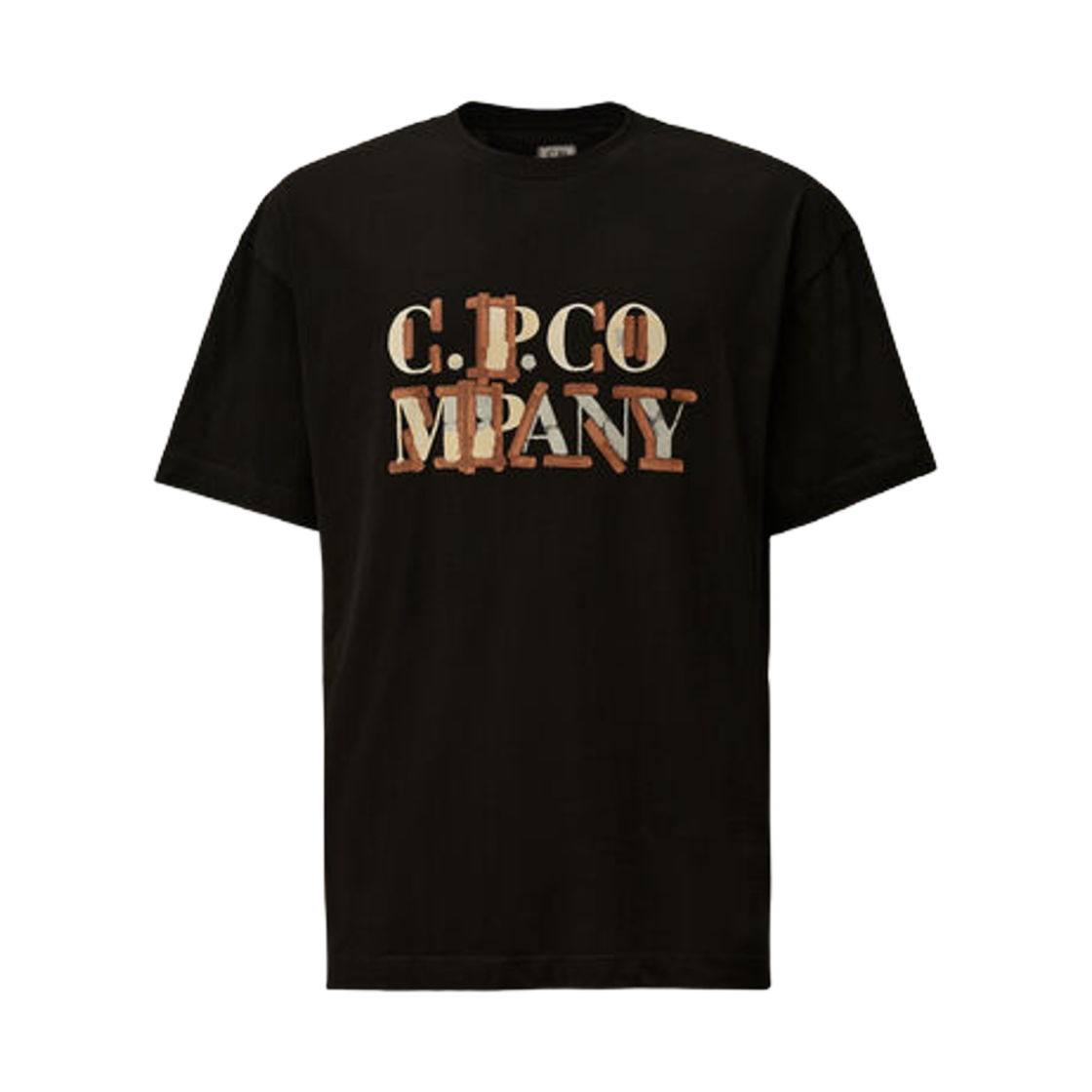 18CMTS145A006586W999 C.P. Company 30/1 Jersey Blurred Logo T-Shirt Black - 25SS