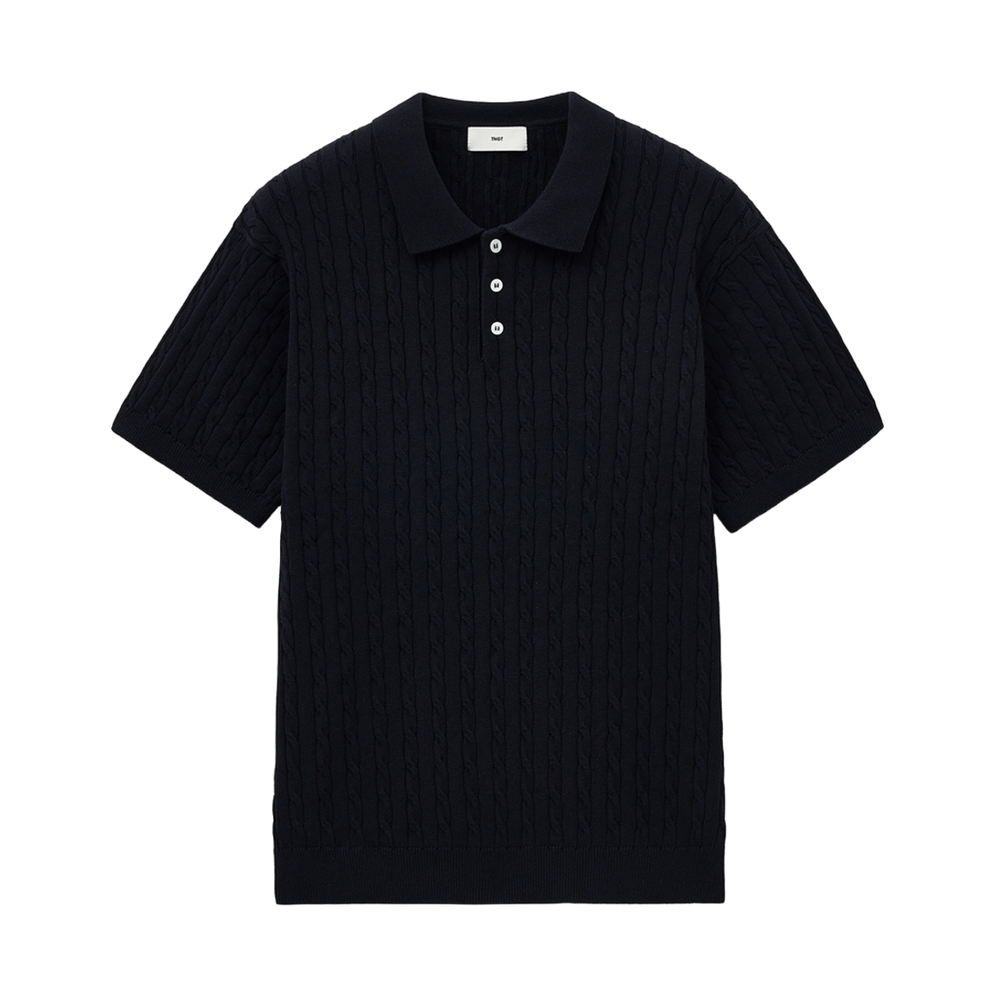 티엔지티 케이블 폴로 니트 탑 네이비(TNGT Cable Polo Knit Top Navy)