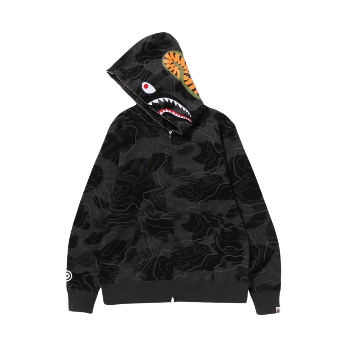 베이프 레이어드 라인 카모 샤크 풀 집 후드 블랙(BAPE Layered Line Camo Shark Full Zip Hoodie Black) - 2