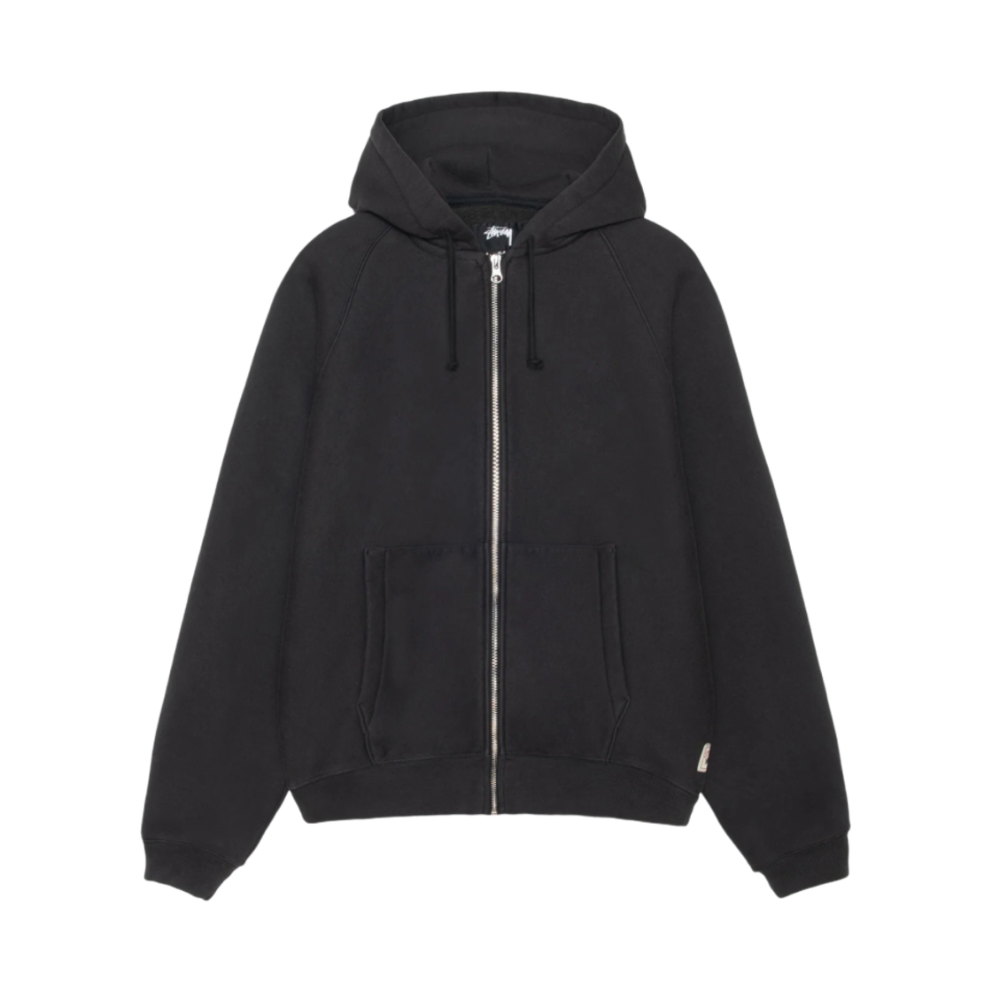 스투시 플리스 래글런 집 후드 워시드 블랙(Stussy Fleece Raglan Zip Hoodie Washed Black) - 1