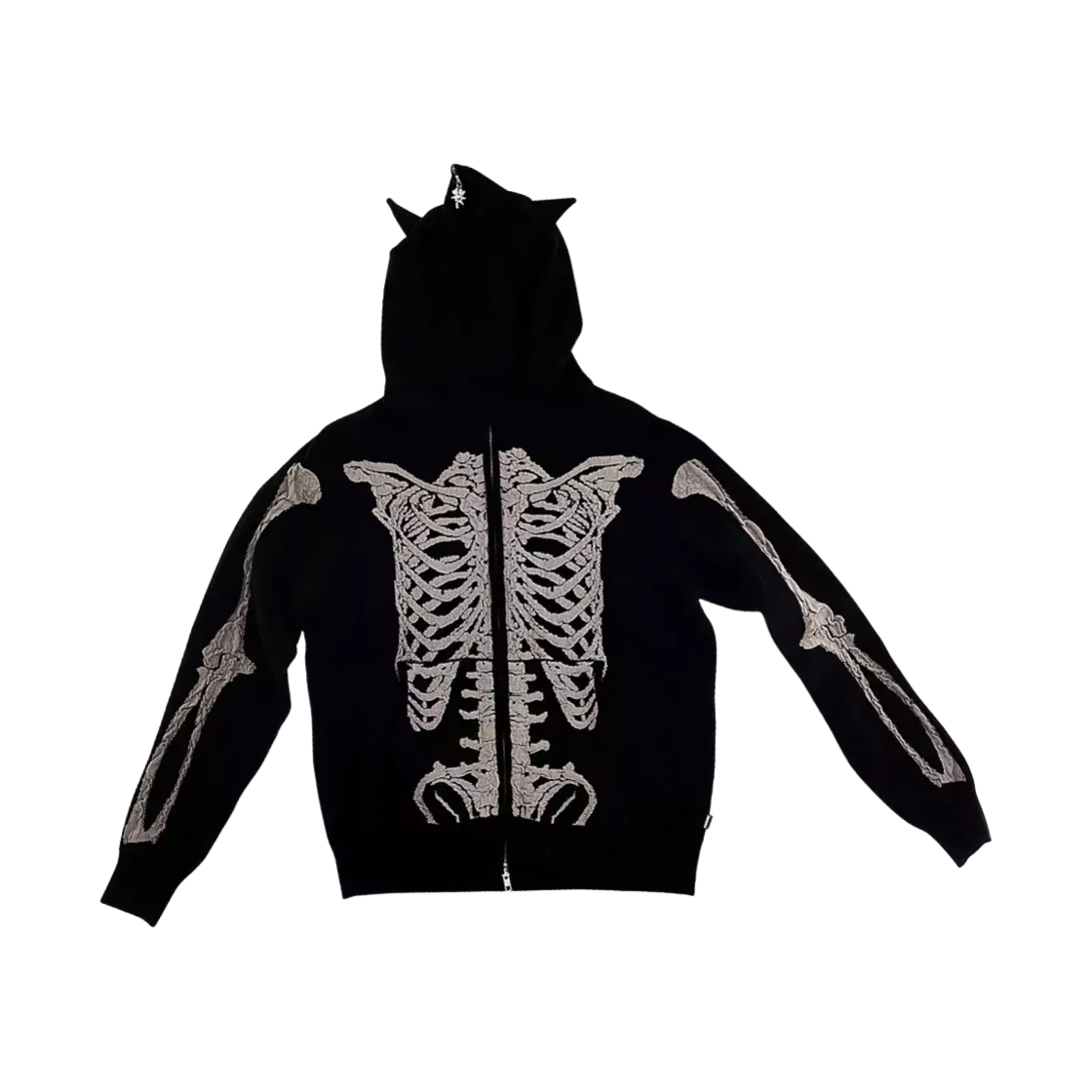 3S3RTP018K02 Heaven by Marc Jacobs Skeleton Knit Hoodie Black