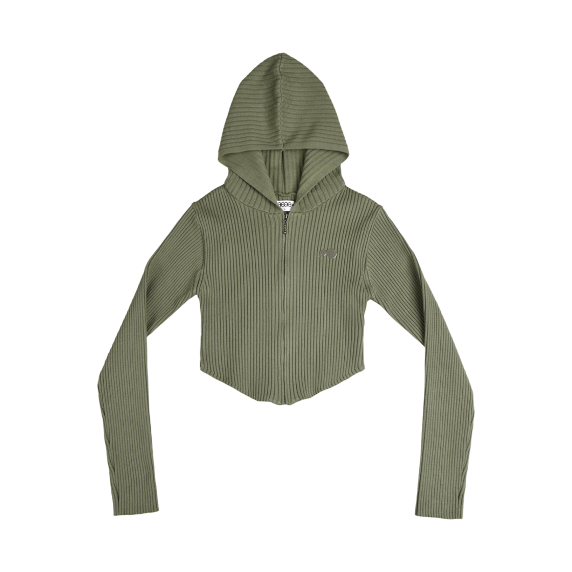 (W) 에이에이 심볼 로고 니트 후디 집업 카키((W) Aeae Symbol Logo Knit Hoodie Zip-Up Khaki)
