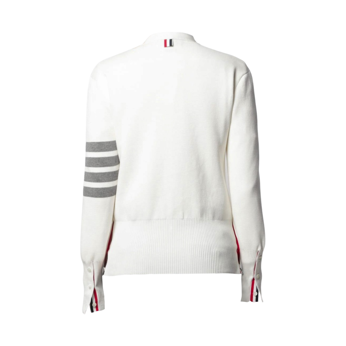 (W) 톰브라운 코튼 크레이프 밀라노 스티치 사선 가디건 화이트((W) Thom Browne Cotton Crepe Milano Stitch 4-Bar Cardigan White) - 2