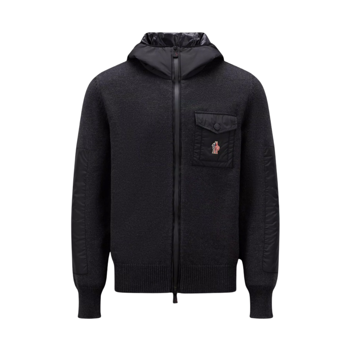 I2-097-9B00007-A9462-972 Moncler Hooded Wool Cardigan Dark Gray - 23FW