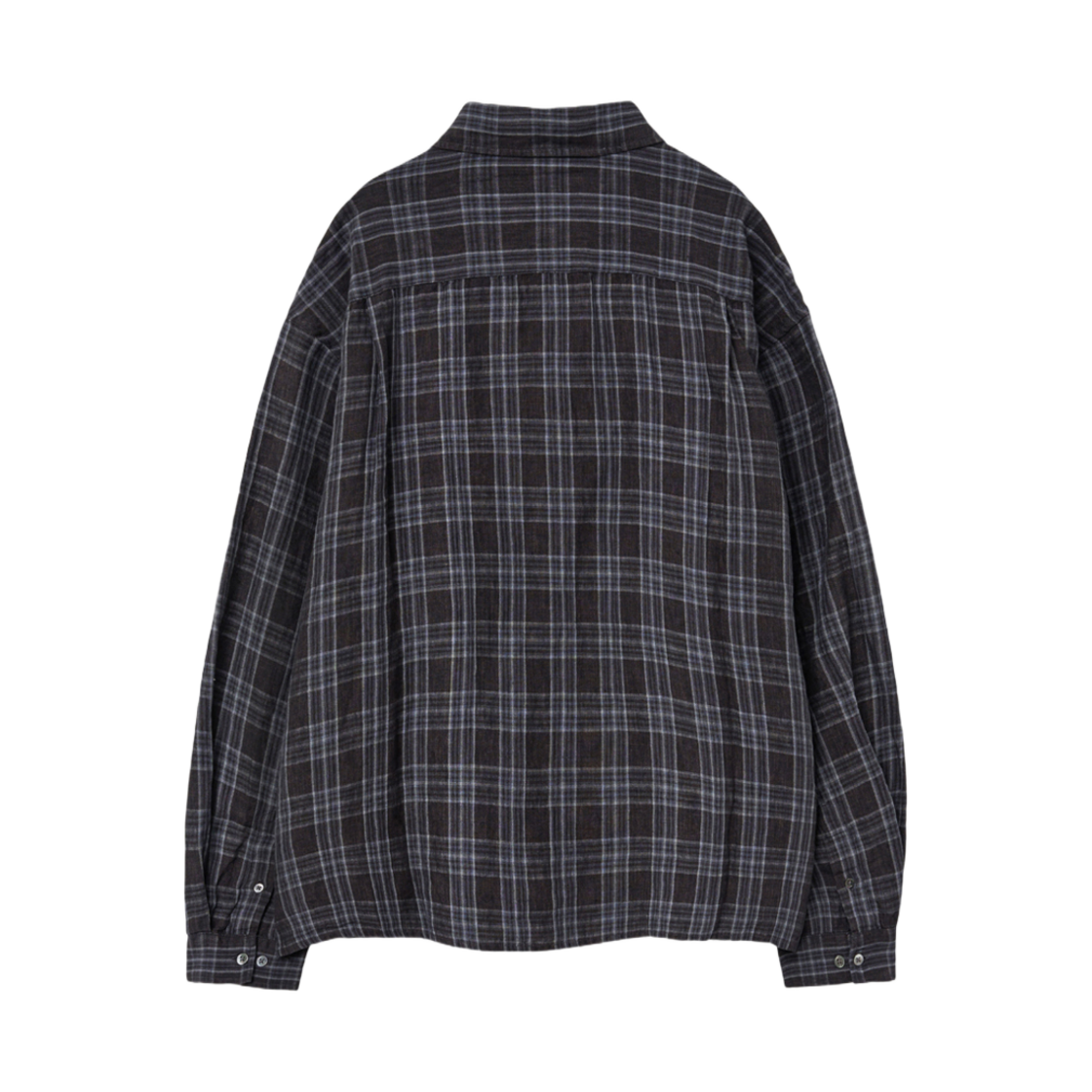 해칭룸 크롭 셔츠 린넨 체크 워시드 차콜(Hatchingroom Crop Shirt Linen Check Washed Charcoal) - 2