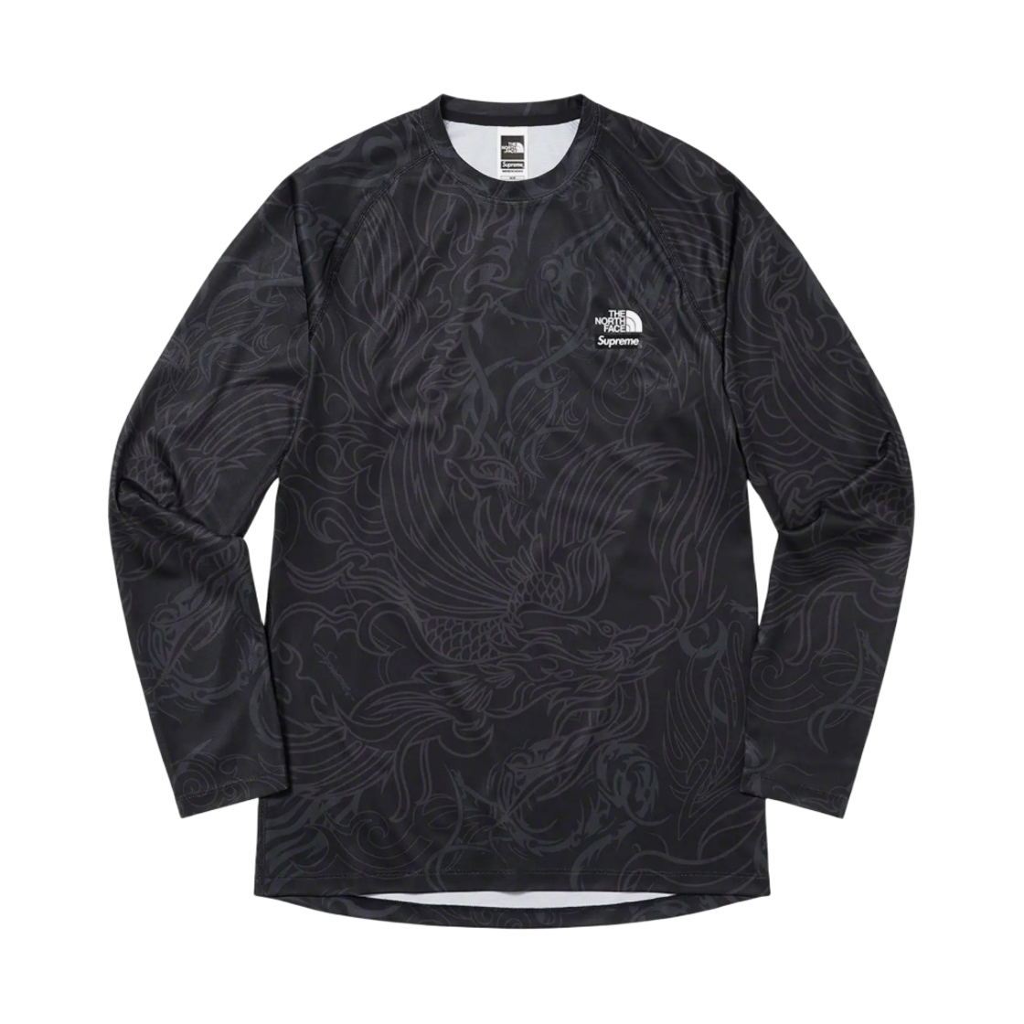 슈프림 x 노스페이스 베이스 레이어 롱슬리브 탑 블랙 드래곤 - 22FW