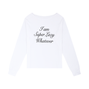 Lazyz Super Lazy Off Shoulder Long Sleeve T-Shirt White