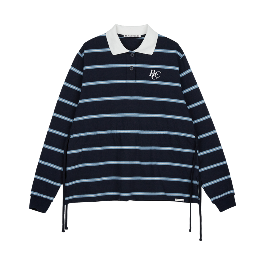 로씨로씨 RCC 스트라이프 버튼 카라 럭비 롱슬리브 티셔츠 네이비