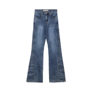 (W) Matin Kim Shirring Boots Cut Denim Pants Blue