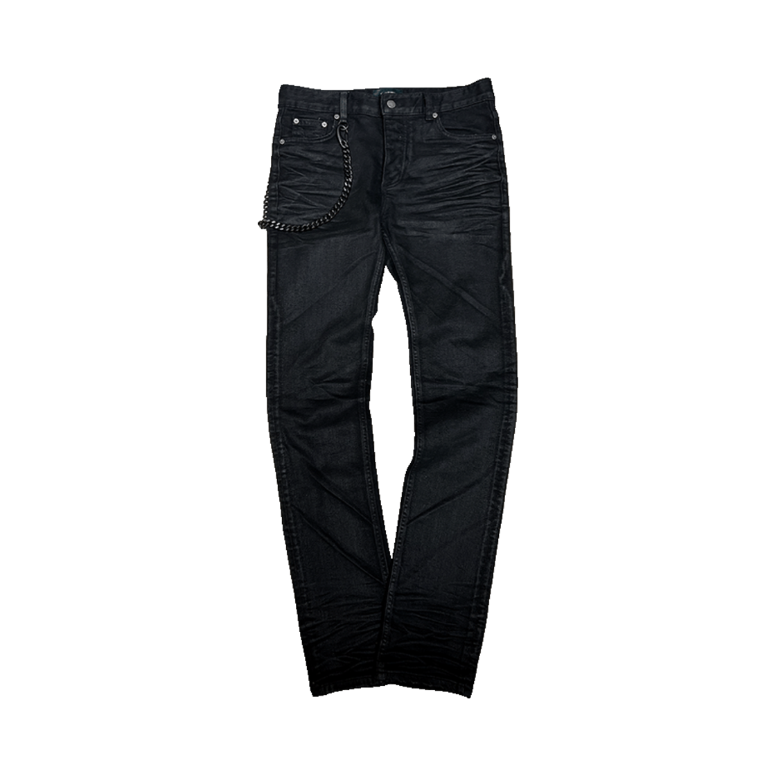 25SSUMCBWBK Undermycar 25SS Black Bold Chain Slim Straight Wax Coated Jeans Black